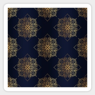 Navy & Gold Damask Pattern Sticker